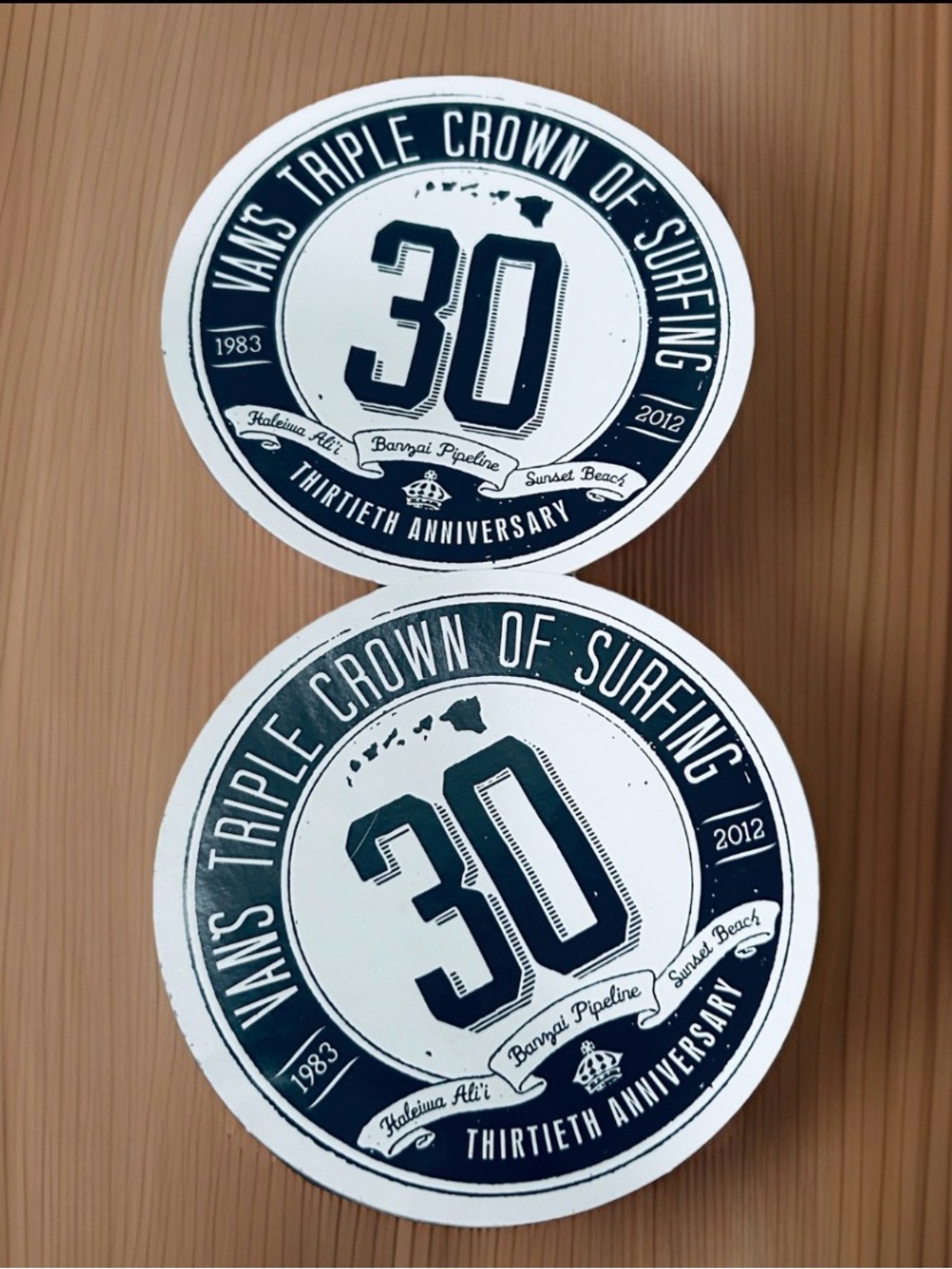 2-Vans Triple Crown Of Surfing Decal Stickers 30th Anniversary 2012 3.25”